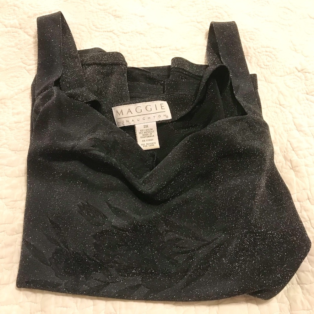 Maggie McNaughton dark gray tank with floral pattern—very sparkly! (2X)